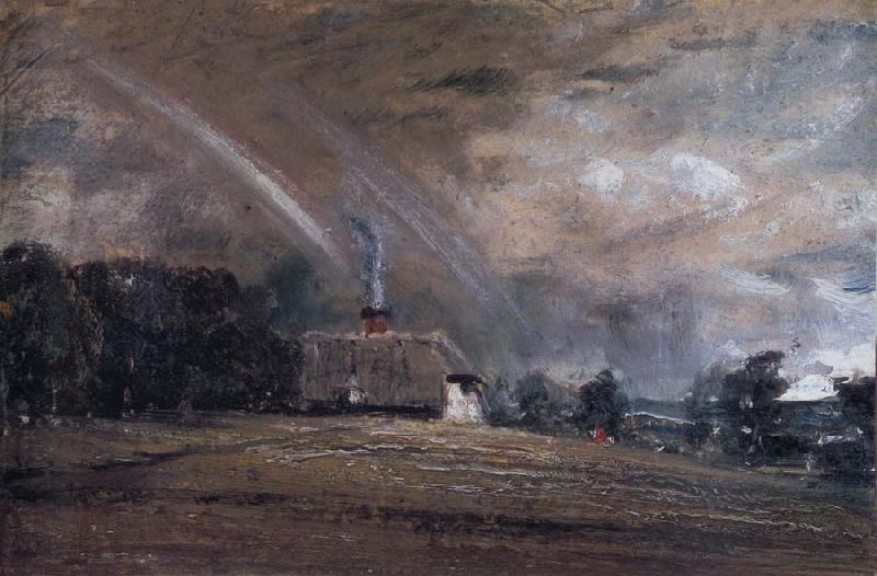 John Constable Landscape study,cottage and rainbow Sweden oil painting art